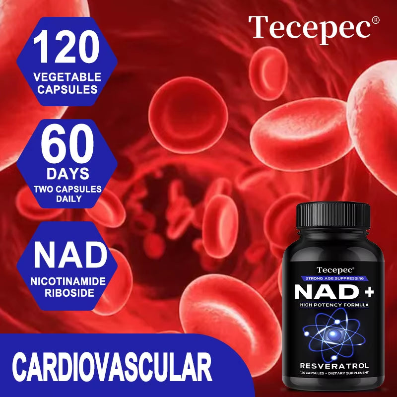 NAD+ Supplements, Supplements with Quercetin + Resveratrol - Supports Cell Health, Muscle, Brain, Vision and Heart Health