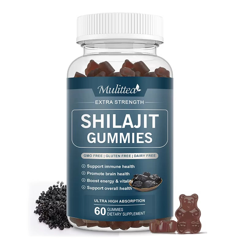 Shilajit Supplement Gummies Extra Strength Himalayan Resin Pure Organic Chewable Complex for Energy Cognition and Immunity